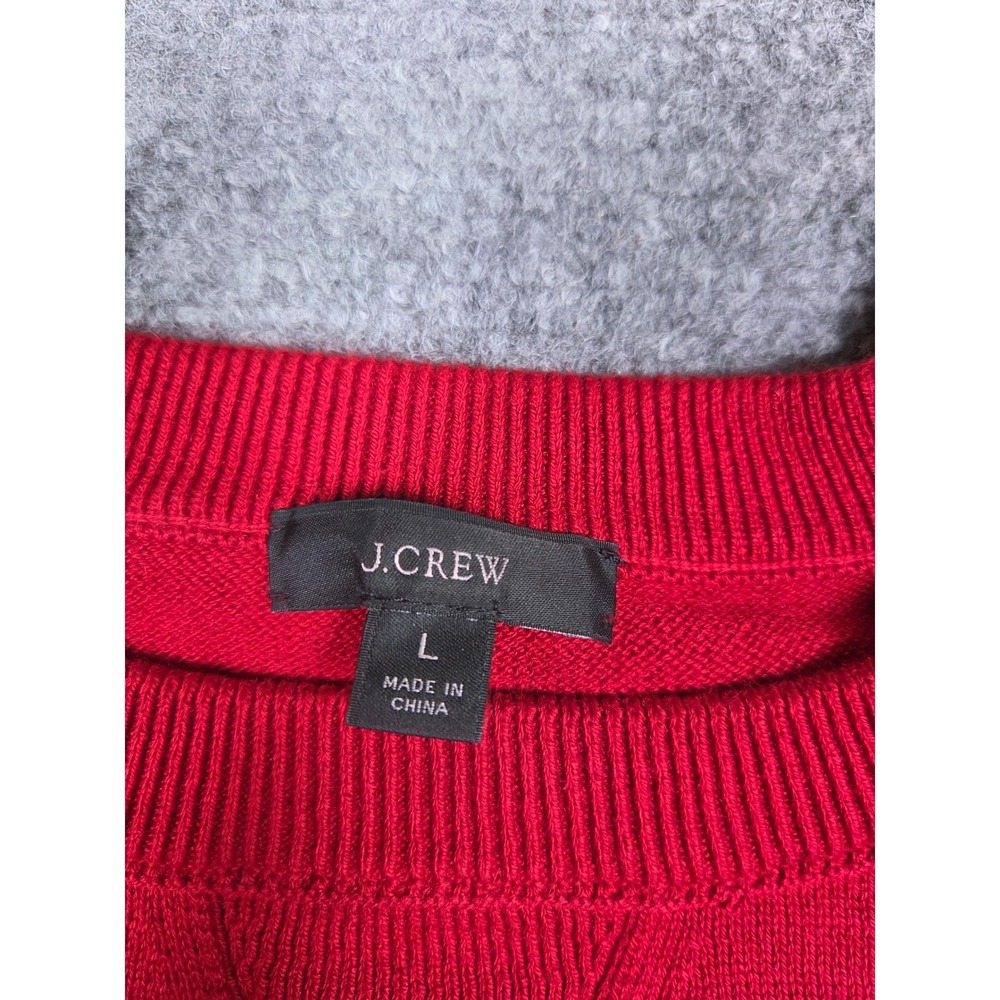 J.Crew Sweater Womens‎ Large Red Cotton Cashmere Raglan Crewneck Re-Imagined - Picture 2 of 9